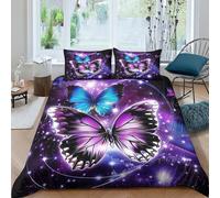 TIICZAAKL Parure De Lit 3D Imprimé Les Beaux Papillons Literie Ensemble 3 Pièces Microfibre,avec Housses De Couettes Douce Et Taies d'oreiller pour Filles Garçons Jeunes King（220x240cm）