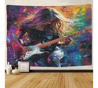 TIICZAAKL Tapisserie Murales Rock Guitare Comédie musicaleee Tenture Murale Effet 3D Thèmes musicaux Tapestry Wall Mur Art Décor Ornament Pour Chambre À Coucher, Salon, Bureau, Dortoir 100cmx150cm