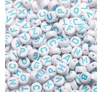 Tiiiopkvvv 7 mm noir blanc aléatoire lettre acrylique perles rondes plates alphabet perles intercalaires perles faites à la main bricolage bracelet collier (couleur : R, taille : 100 pièces) (E 100