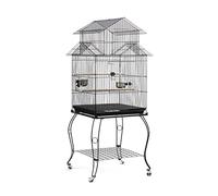 Tiiiopkvvv Accessoires de cage à oiseaux - Grande cage à oiseaux d'extérieur - Pour cacatoès, canari, perroquet, ara, ara, avec 4 roulettes - 59 x 59 x 139,5 cm