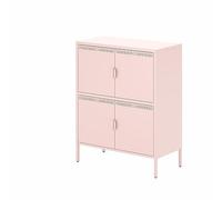 Tiiiopkvvv Armoire de rangement fonctionnelle en métal à 4 portes avec 2 étagères réglables en hauteur et pieds antidérapants pour la maison, le bureau, l'école, le garage, 101,5 x 80 x 40 cm, blanc