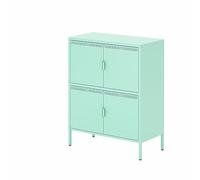 Tiiiopkvvv Armoire de rangement fonctionnelle en métal à 4 portes avec 2 étagères réglables en hauteur et pieds antidérapants pour la maison, le bureau, l'école, le garage, 101,5 x 80 x 40 cm, blanc