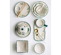 Tiiiopkvvv Assiette à dîner en céramique, bol à soupe de riz domestique, bol à salade carré, bol de nouilles à dessert créatif, ensemble d'assiettes à ragoût, assiettes plates (couleur : bol de 17,8