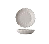 Tiiiopkvvv Assiette à dîner en céramique de 17,8 cm, assiette à dîner ronde en porcelaine peinte à la main, motif pétale créatif, fait à la main, plat profond, passe au micro-ondes/lave-vaisselle