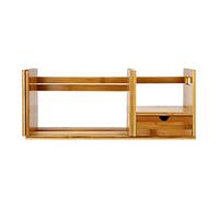 Tiiiopkvvv Bibliothèque simple rétractable en bambou avec tiroir à une couche - Convient pour bureau, chambre à coucher, étudiant, bureau