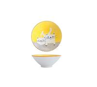Tiiiopkvvv Bol à salade en céramique vaisselle domestique jaune chat pâte de haricots ramen bol à soupe mignon japonais populaire vaisselle ensemble bol (couleur : bol ramen de 17,8 cm) (bol ramen de