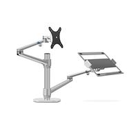 Tiiiopkvvv Bras de moniteur Supports de bureau réglables à double bras pour moniteur LCD et ordinateur portable Support de bras de bureau unique pour écrans de 17 à 32 pouces Plateau supplémentaire