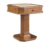 Tiiiopkvvv Bureau de jeu pour ordinateur avec 2 tiroirs de rangement, plateau de jeu réversible et socle en bois, 71,1 x 71,1 x 76,2 cm (L x l x H), table de jeu carrée en bois (noyer)