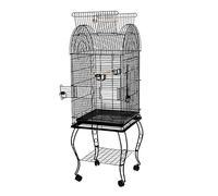 Tiiiopkvvv Cage à oiseaux 59 x 59 x 150 cm pour extérieur et intérieur - En fer forgé - Avec 4 roulettes - Perchoirs à oiseaux