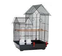 Tiiiopkvvv Cage à oiseaux 76,2 cm en métal noir avec porte facile à ouvrir robuste avec 2 perchoirs en bois et 2 gobelets pour nourriture
