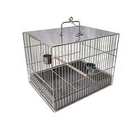 Tiiiopkvvv Cage à oiseaux carrée en acier inoxydable pour perroquet avec bain pour oiseaux hors de la mallette de transport, cage d'élevage en une seule pièce