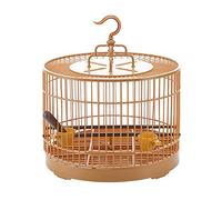 Tiiiopkvvv Cage à oiseaux ronde avec mangeoire en plastique pour petits oiseaux, 30 cm de diamètre, cage rétro classique avec crochet