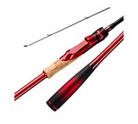 Tiiiopkvvv Canne à pêche Canne à pêche en carbone 1,8 m Leurre de voyage Canne à pêche Baitcasting M Leurre Wt.4-18g Canne à pêche Canne à pêche Équipement de pêche (canne rouge 1,8 m)
