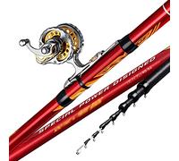 Tiiiopkvvv Canne à pêche Kit de canne à pêche en fibre de carbone Bobine Combo Pole Canne à pêche télescopique pour adultes en eau salée d'eau douce Combos de pêche de voyage (taille : 6,2-7,2 m) ()