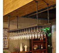 Tiiiopkvvv Casier à vin LOFT industriel vent rétro suspendu porte-verres à vin porte-gobelet européen porte-gobelet suspendu facile à installer étagère de rangement (couleur : noir, taille : L 60 W 35