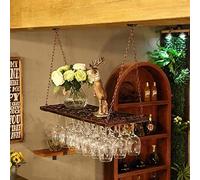 Tiiiopkvvv Casier à vin LOFT industriel vent rétro suspendu porte-verres à vin porte-gobelet européen porte-gobelet suspendu facile à installer étagère de rangement (couleur : bronze, taille