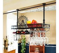 Tiiiopkvvv Casier à vin LOFT industriel vent rétro suspendu porte-verres à vin style européen porte-bouteilles de vin rouge étagère de rangement facile à installer (couleur : noir, taille : L 80 W 25