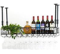 Tiiiopkvvv Casier à vin LOFT industriel vent rétro suspendu porte-verres à vin style européen porte-bouteille de vin rouge porte-gobelet suspendu facile à installer étagère de rangement (taille : L