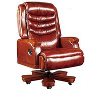 Tiiiopkvvv Chaise de bureau en bois massif et cuir pour bureau