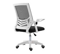 Tiiiopkvvv Chaise de bureau ergonomique à haut dossier réglable en hauteur pivotante à roulettes en maille respirante haute densité avec accoudoirs rabattables, appui-tête rotatif, support dorsal