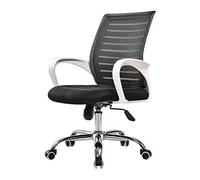 Tiiiopkvvv Chaise de bureau pour ordinateur de jeu - Coussin ergonomique réglable avec dossier moyen et support lombaire avec roues en maille confortable