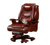 Tiiiopkvvv Chaise de bureau - Style traditionnel - Chaise de bureau à domicile - Chaise de bureau en cuir - Bois de bouleau - Repose-pieds réglable avec 5 inclinaisons - Pour adultes - Utilisation en