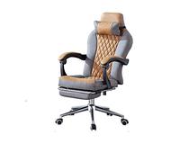 Tiiiopkvvv Chaise de jeu, de bureau, de PC, avec support lombaire massant, style vintage, en cuir PU, dossier haut, réglable, pivotant et repose-pieds