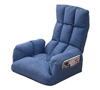 Tiiiopkvvv Chaise longue d'intérieur canapé pliable canapé paresseux chaise de sol lit chaise longue rembourrée pliable avec accoudoirs poche latérale canapé (Couleur : gris) (bleu)