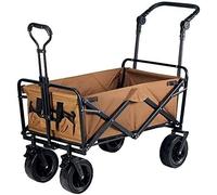 Tiiiopkvvv Chariot utilitaire pliable d'extérieur l Véhicule de transport portable Chariot de jardin Chariot de plage pliable avec poignée Double système de freinage Capacité de charge 100 kg (couleur