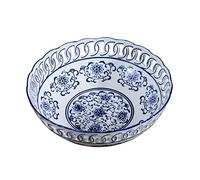 Tiiiopkvvv Corbeille à fruits et légumes de comptoir bol à fruits chinois rétro creuse en céramique assiette à fruits maison salon rond en porcelaine bol à bonbons bol à fruits plat centre de table