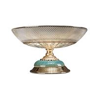 Tiiiopkvvv Corbeille à fruits et légumes de comptoir moderne en verre - Décoration de la maison et du salon - Assiette à bonbons transparente - Base en métal - Centre de table