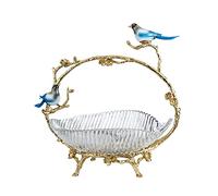 Tiiiopkvvv Corbeille à fruits et légumes en verre - Bol à fruits chinois rétro en laiton - Assiette à fruits - Décoration pour la maison, le salon, le bureau - Bol à fruits - Bol à bonbons - Centre de