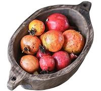 Tiiiopkvvv Corbeille à fruits vintage en bois pour fruits, desserts, plateaux, petit-déjeuner, salade, dessert, cuisine, maison, ferme