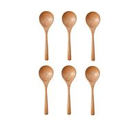 Tiiiopkvvv Cuillère en bois avec long manche pour manger, cuillère à soupe à la maison, ramen, petite cuillère à riz en bois, cuillère à soupe rouge filet, 6 paquets de cuillères à soupe (couleur : 1