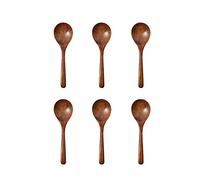 Tiiiopkvvv Cuillère en bois avec long manche pour manger, cuillère à soupe à la maison, ramen, petite cuillère à riz en bois, cuillère à soupe rouge filet, 6 paquets de cuillères à soupe (couleur : 1