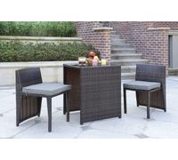 Tiiiopkvvv Delta Lot de 3 chaises d'extérieur en osier PE avec chaises Diammond Head - Sans assemblage - Marron acajou avec coussins gris acier