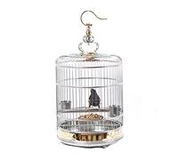 Tiiiopkvvv Deluxe Edition Pure Cage à oiseaux en acier inoxydable Big Brother Cage Grand perroquet étourne Cage à oiseaux ronde Perchoirs à oiseaux (Taille : 40 cm) ()
