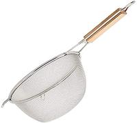 Tiiiopkvvv Écumoire à fente cuillère en acier inoxydable passoire filtre binaural écumoire avec poignée en bois pour cuisine salle à manger passoire louche pour cuisine (taille : 38,1 cm) (39,9 cm)