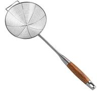 Tiiiopkvvv Écumoire à fente en acier inoxydable - Cuillère de service professionnelle avec poignée en bois résistante à la chaleur - Ustensile de cuisine - Louche de 45,7 cm