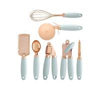 Tiiiopkvvv Ensemble de 7 ustensiles de cuisine en acier inoxydable avec revêtement en cuivre avec poignées douces au toucher, fouet à fromage à presse ail (couleur : C) (B)