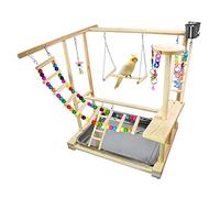 Tiiiopkvvv Étagère de jeu pour perroquet de petite et moyenne taille - En bois - Support de sol pour oiseaux - Perchoirs pour oiseaux (laiton)