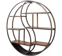 Tiiiopkvvv Étagère murale de séparation ronde en fer pour salon, chambre à coucher, utilisée pour le rangement d'étagères, étagère de rangement facile à installer (couleur : noir) (rouge cuivré)