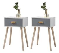 Tiiiopkvvv Generic Lot de 2 tables de chevet médiévales pour chambre à coucher, table basse avec tiroirs de rangement et pieds en bois massif