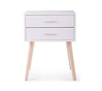 Tiiiopkvvv Generic Table de chevet moderne pour chambre à coucher, table d'appoint légère et robuste avec 2 tiroirs de rangement et pieds en pin pour la maison et le bureau