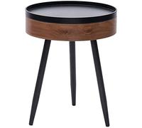 Tiiiopkvvv Generic Table de chevet ronde à 2 niveaux pour chambre à coucher, table d'appoint en MDF/pieds en acier pour bureau à domicile
