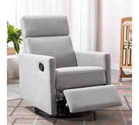 Tiiiopkvvv Glider Fauteuil à bascule inclinable, fauteuil pivotant rembourré simple pour salon, chambre d'enfant, beige (gris)