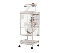 Tiiiopkvvv L Cage à oiseaux double couche en plastique pour extérieur, grande cage à oiseaux, cacatoès, canari, perroquet, ara, cage avec 4 roulettes