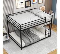 Tiiiopkvvv Lit superposé en métal avec rails de protection de sécurité, design robuste, peu encombrant, montage facile, noir (noir B), antidérapant (noir une taille unique)