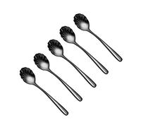 Tiiiopkvvv Lot de 5 cuillères à crème glacée - Cuillères à dessert en acier inoxydable 304, cuillères à café pour remuer petites cuillères créatives exquises cuillère à soupe de 15,2 cm (couleur : B