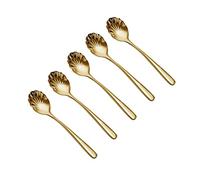 Tiiiopkvvv Lot de 5 cuillères à crème glacée - Cuillères à dessert en acier inoxydable 304, cuillères à café pour remuer, petites cuillères créatives exquises de 15,2 cm, cuillère à soupe (couleur : B